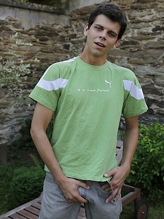 Peter Sweet in the backyard busting a nut on his stomach. by BF Collection by BF Collection image #2