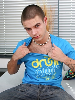 Tattooed hairy boy Brez stroking his hard cock. by BF Collection by BF Collection image #3