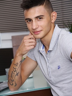 Sexy Mario Fedele strokes cock on the breakfast table. by BF Collection by BF Collection image #2