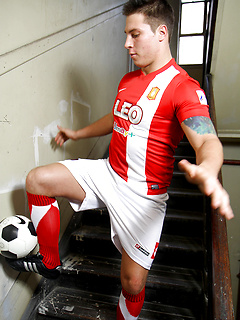 Straight mates - Tom Lucas strips naked in the public stairwell by Bentley Race by Bentley Race image #1