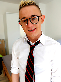 Sexy twink Justin Evans stripping out of his uniform by Bentley Race by Bentley Race image #1