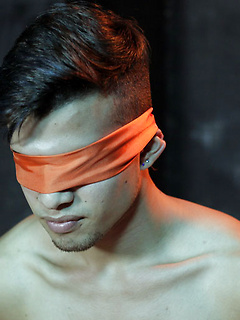 Nude young slave gets blindfolded at the dungeon by Bound Area by Bound Area image #1