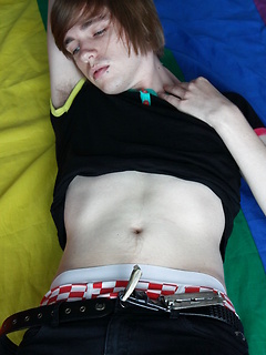 Hot emo John Light explodes allover his chest