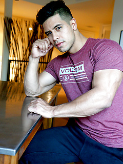 Buff Bodybuilder Mario Cortez Jerks His Uncut COCK by Gayhoopla by Gayhoopla image #1