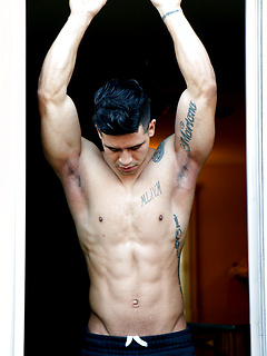 Buff Bodybuilder Mario Cortez Jerks His Uncut COCK by Gayhoopla by Gayhoopla image #4