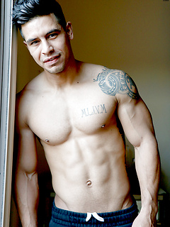 Buff Bodybuilder Mario Cortez Jerks His Uncut COCK by Gayhoopla by Gayhoopla image #5
