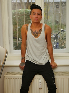 Tattooed twink Cory Prince stroking his big beautiful cock. by BF Collection by BF Collection image #1