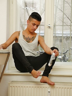 Tattooed twink Cory Prince stroking his big beautiful cock. by BF Collection by BF Collection image #5