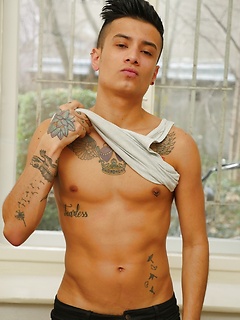 Tattooed twink Cory Prince stroking his big beautiful cock. by BF Collection by BF Collection image #6