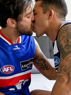 Raw fucking mates Jesse and Sam are back naked and getting it on outside